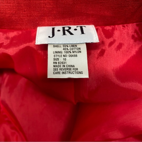 Vtg 80s 90s Red Linen Blazer Oversized Boyfriend 31" Long Jacket Power Suit Chic - Picture 8 of 8